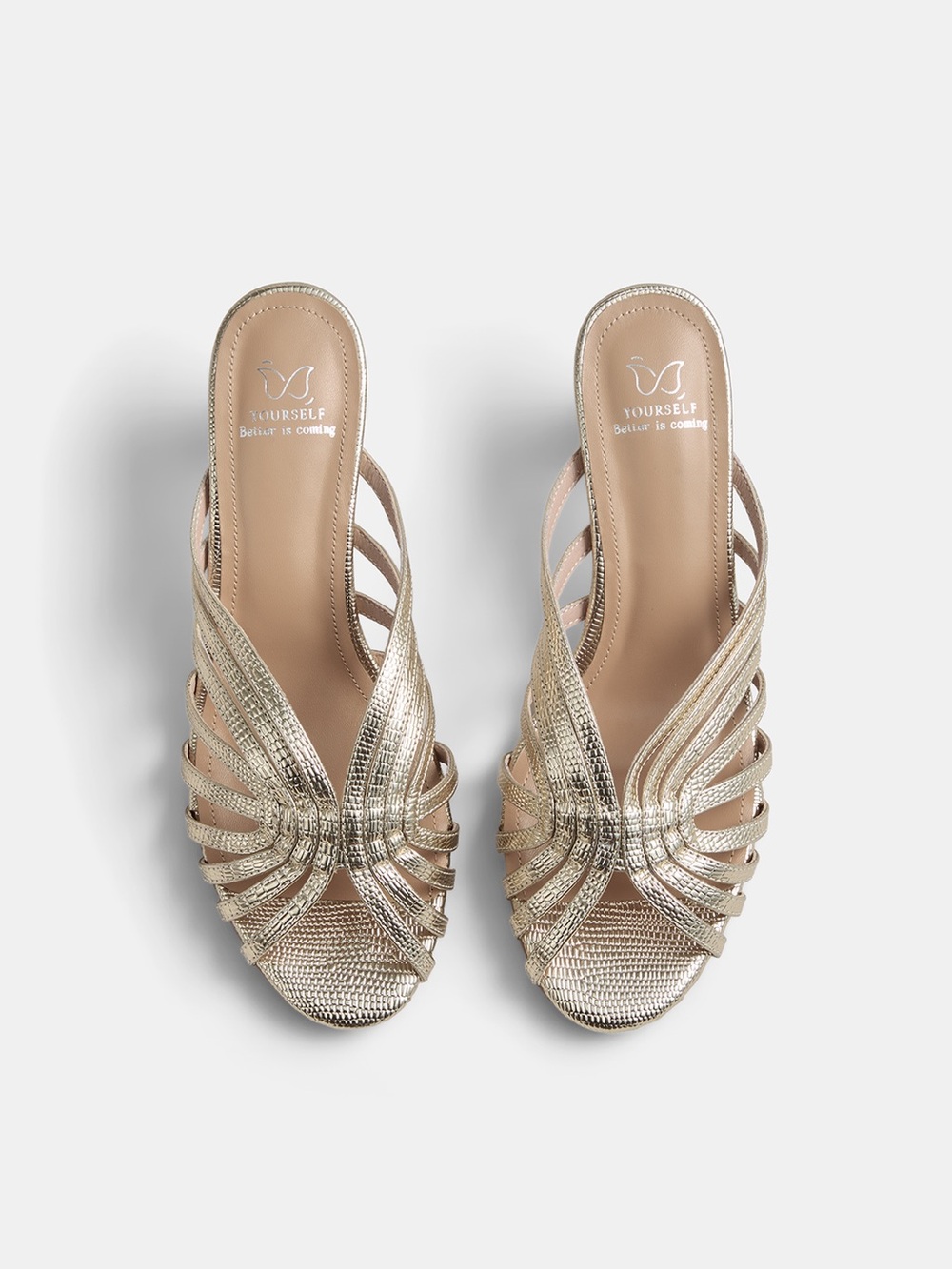 Commense Woven Strap Block Heel Mule Sandals